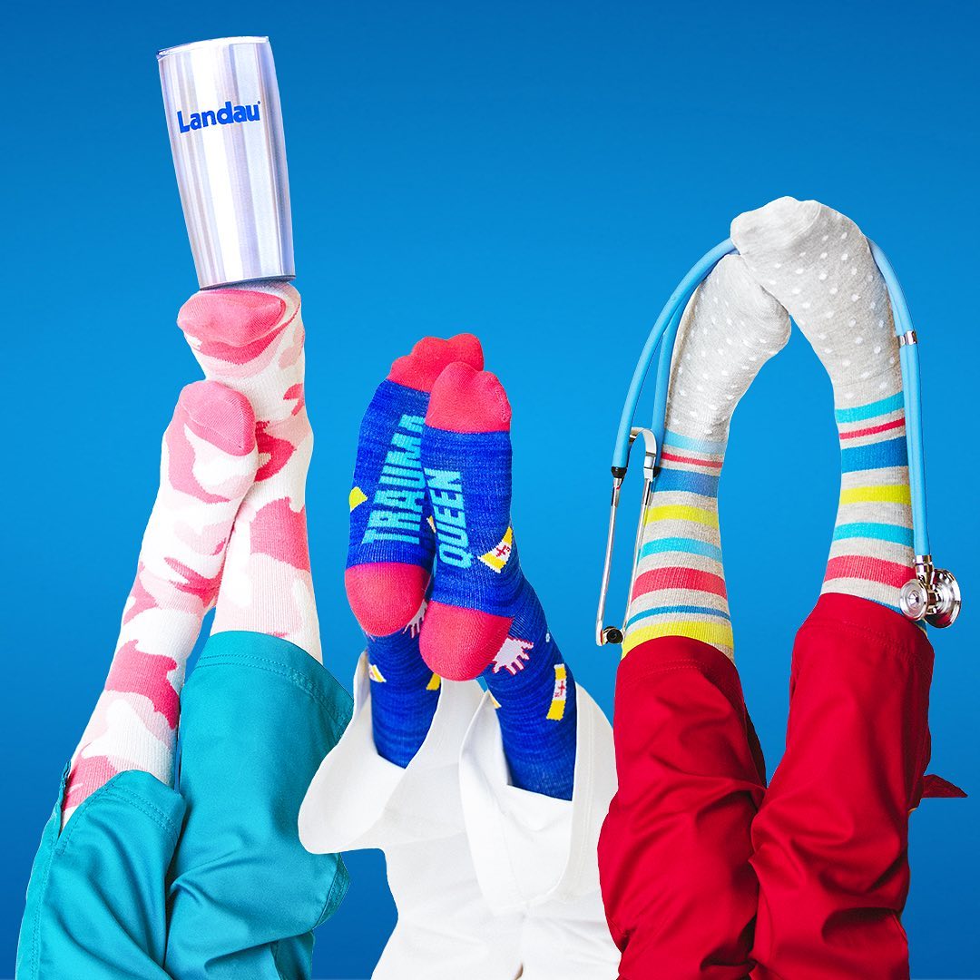 Landau Socks social media photo with product shot